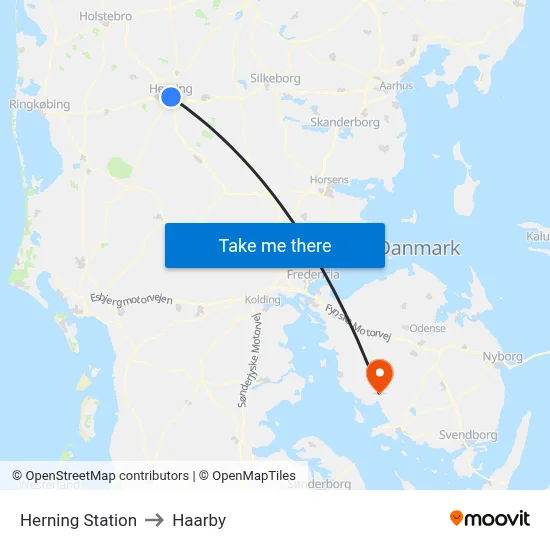 Herning Station to Haarby map