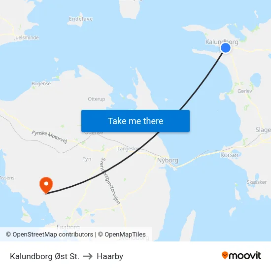 Kalundborg Øst St. to Haarby map