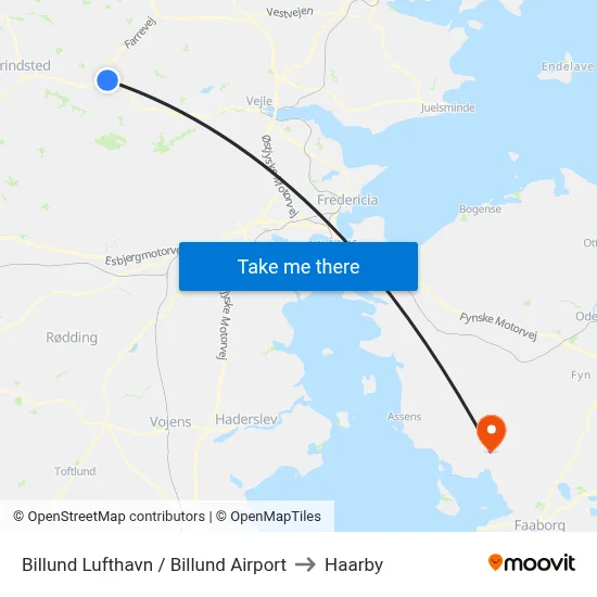 Billund Lufthavn / Billund Airport to Haarby map