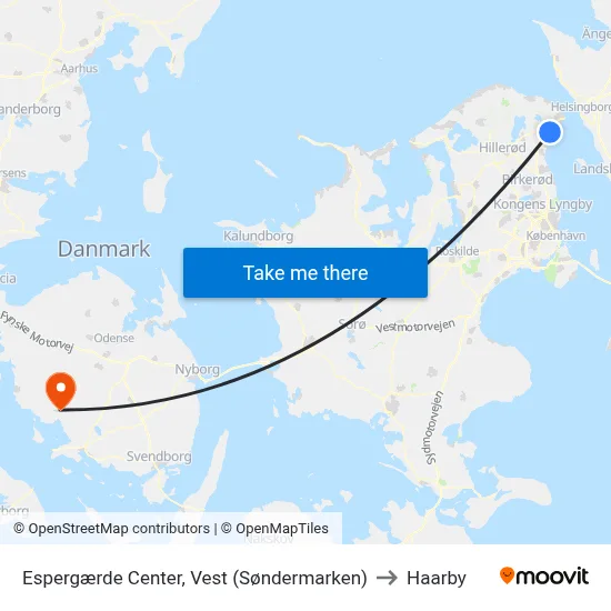 Espergærde Center, Vest (Søndermarken) to Haarby map