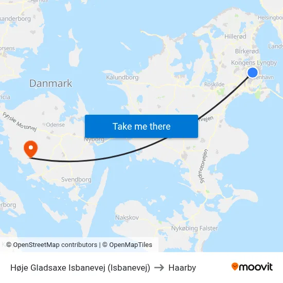 Høje Gladsaxe Isbanevej (Isbanevej) to Haarby map
