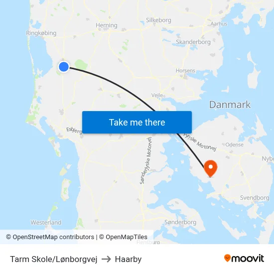 Tarm Skole/Lønborgvej to Haarby map