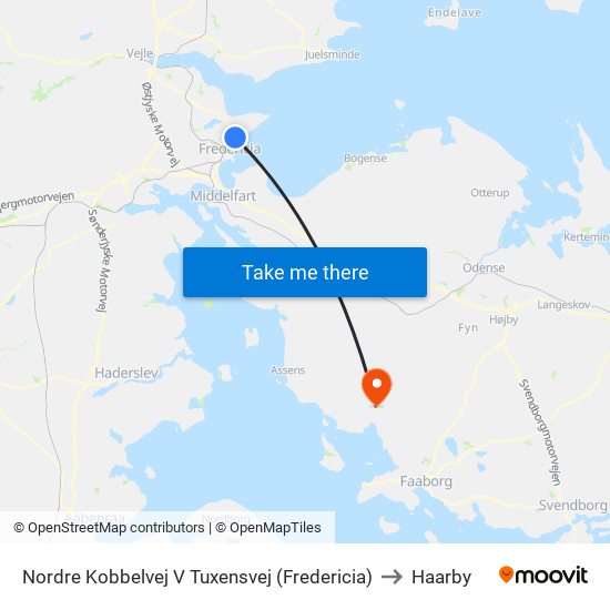 Nordre Kobbelvej V Tuxensvej (Fredericia) to Haarby map