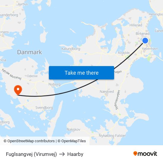 Fuglsangvej (Virumvej) to Haarby map