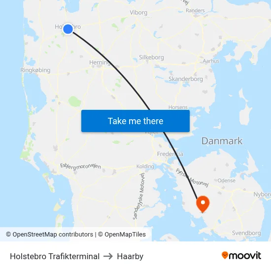 Holstebro Trafikterminal to Haarby map