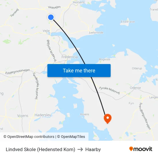 Lindved Skole (Hedensted Kom) to Haarby map