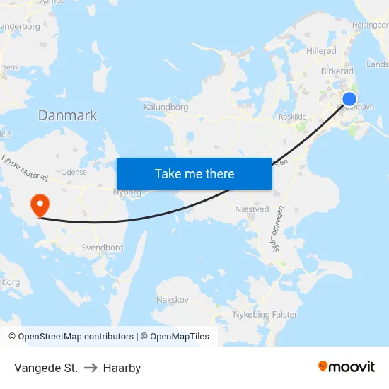 Vangede St. to Haarby map