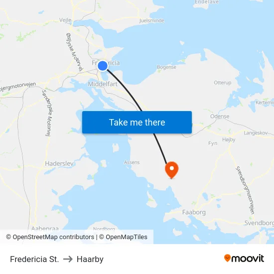 Fredericia St. to Haarby map