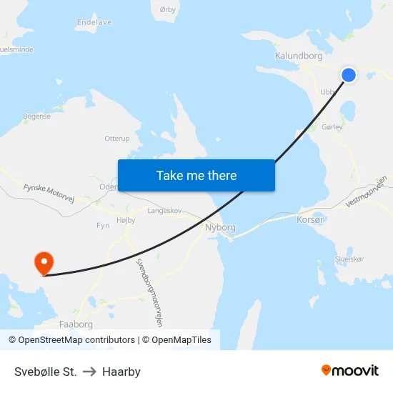 Svebølle St. to Haarby map