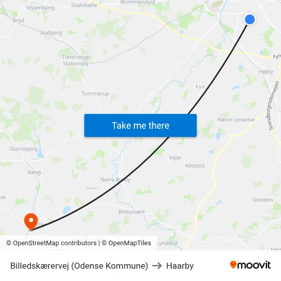 Billedskærervej (Odense Kommune) to Haarby map