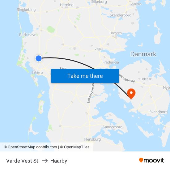 Varde Vest St. to Haarby map