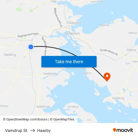 Vamdrup St. to Haarby map