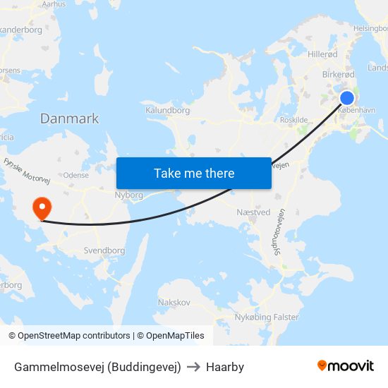 Gammelmosevej (Buddingevej) to Haarby map