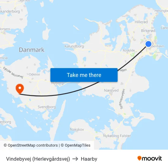 Vindebyvej (Herlevgårdsvej) to Haarby map