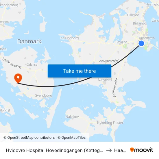 Hvidovre Hospital Hovedindgangen (Kettegård Allé) to Haarby map