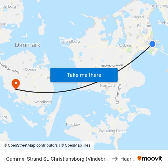 Gammel Strand St. Christiansborg (Vindebrogade) to Haarby map