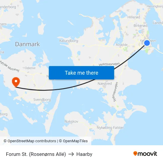 Forum St. (Rosenørns Allé) to Haarby map