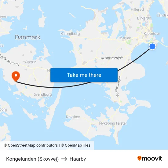 Kongelunden (Skovvej) to Haarby map