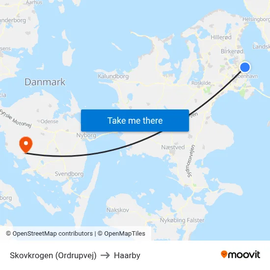 Skovkrogen (Ordrupvej) to Haarby map
