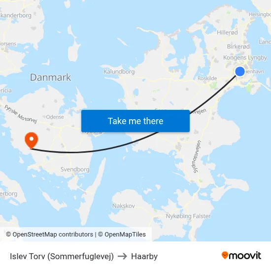 Islev Torv (Sommerfuglevej) to Haarby map