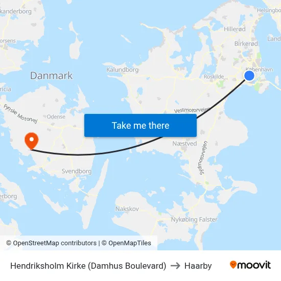 Hendriksholm Kirke (Damhus Boulevard) to Haarby map