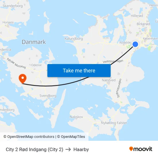 City 2 Rød Indgang (City 2) to Haarby map
