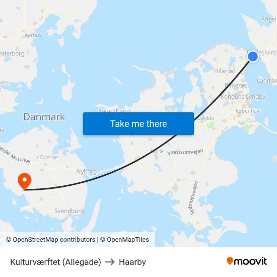 Kulturværftet (Allegade) to Haarby map
