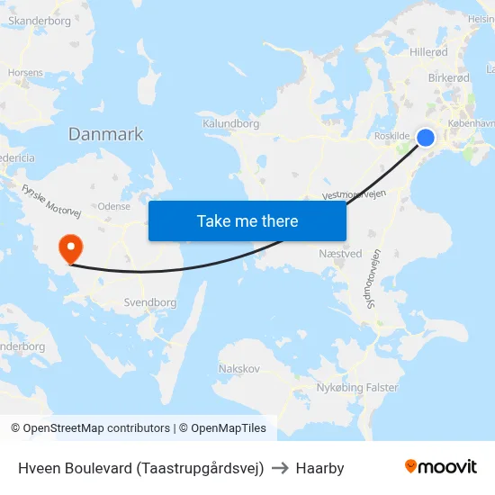Hveen Boulevard (Taastrupgårdsvej) to Haarby map