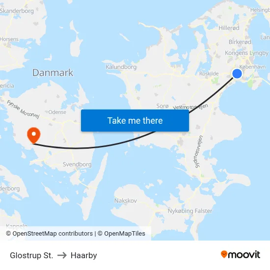 Glostrup St. to Haarby map