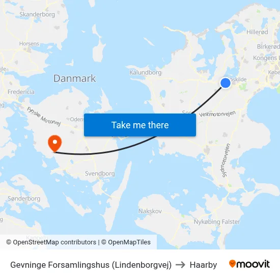 Gevninge Forsamlingshus (Lindenborgvej) to Haarby map