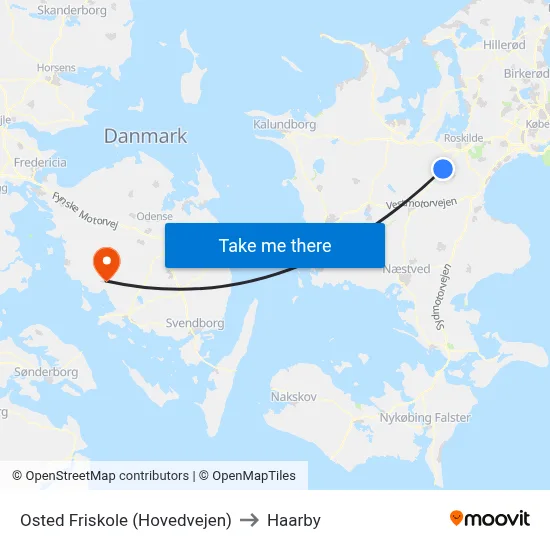 Osted Friskole (Hovedvejen) to Haarby map