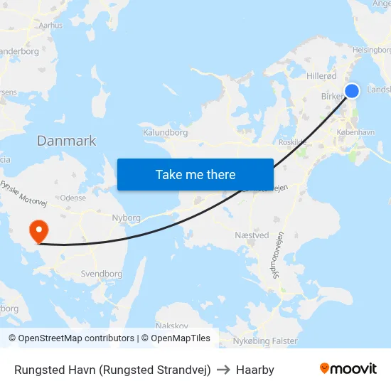 Rungsted Havn (Rungsted Strandvej) to Haarby map