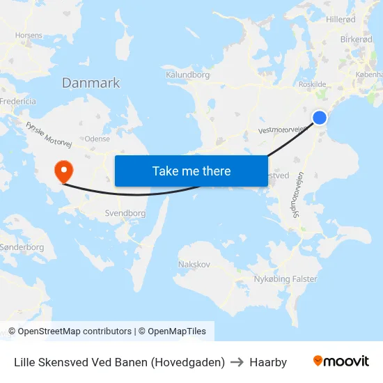 Lille Skensved Ved Banen (Hovedgaden) to Haarby map