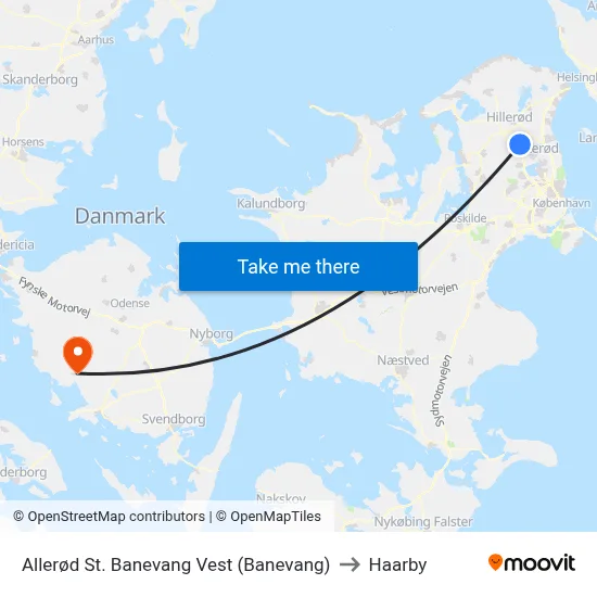 Allerød St. Banevang Vest (Banevang) to Haarby map