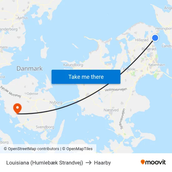 Louisiana (Humlebæk Strandvej) to Haarby map