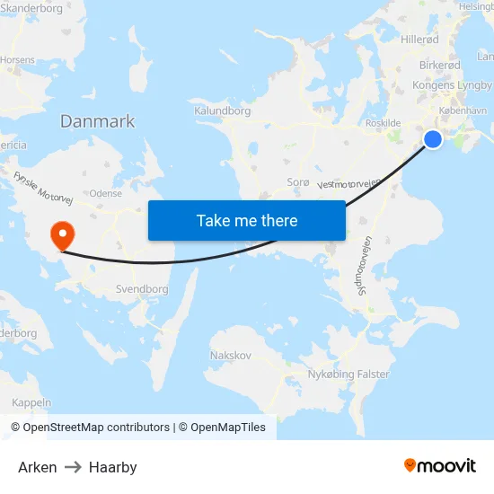 Arken to Haarby map