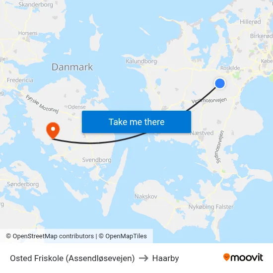 Osted Friskole (Assendløsevejen) to Haarby map