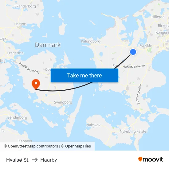 Hvalsø St. to Haarby map