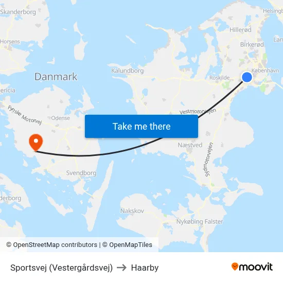Sportsvej (Vestergårdsvej) to Haarby map