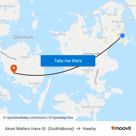 Aksel Møllers Have St. (Godthåbsvej) to Haarby map