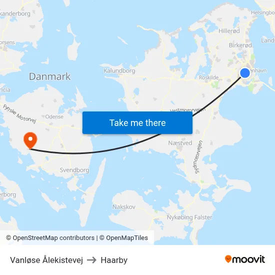 Vanløse Ålekistevej to Haarby map