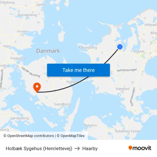 Holbæk Sygehus (Henriettevej) to Haarby map