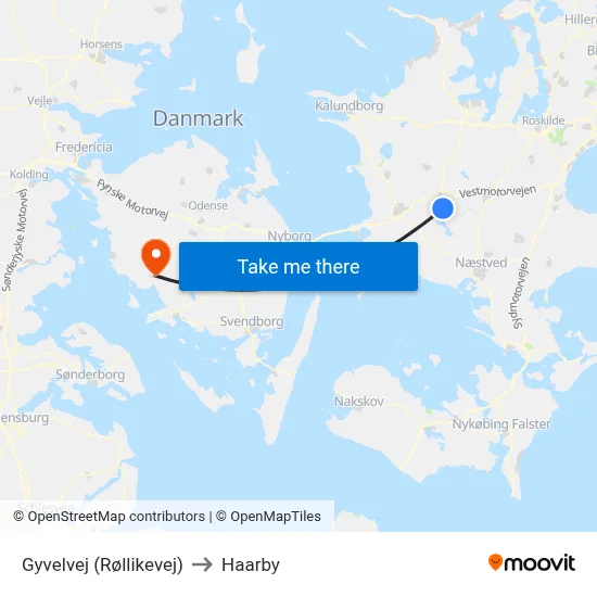 Gyvelvej (Røllikevej) to Haarby map