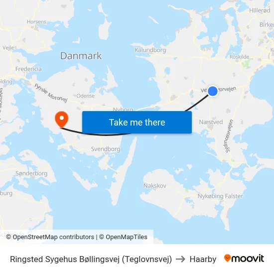 Ringsted Sygehus Bøllingsvej (Teglovnsvej) to Haarby map