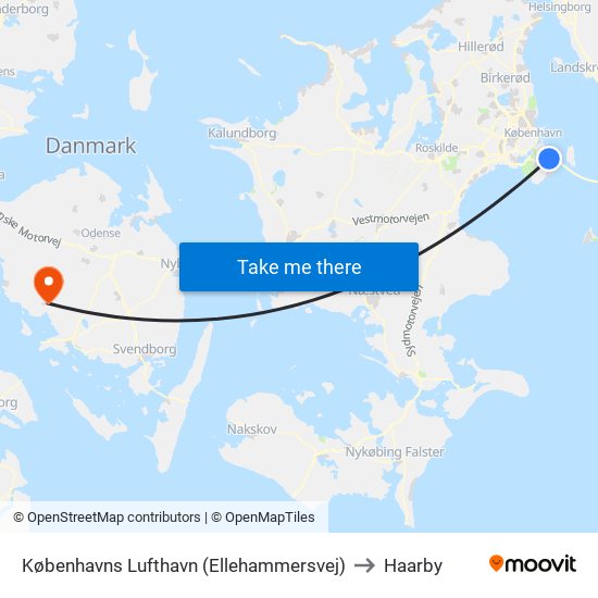 Københavns Lufthavn (Ellehammersvej) to Haarby map