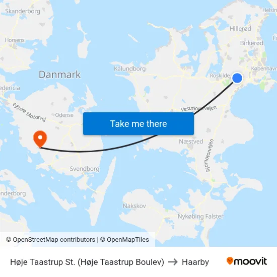 Høje Taastrup St. (Høje Taastrup Boulev) to Haarby map