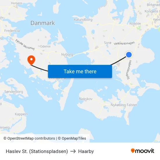 Haslev St. (Stationspladsen) to Haarby map
