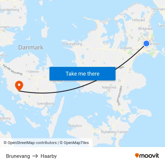 Brunevang to Haarby map