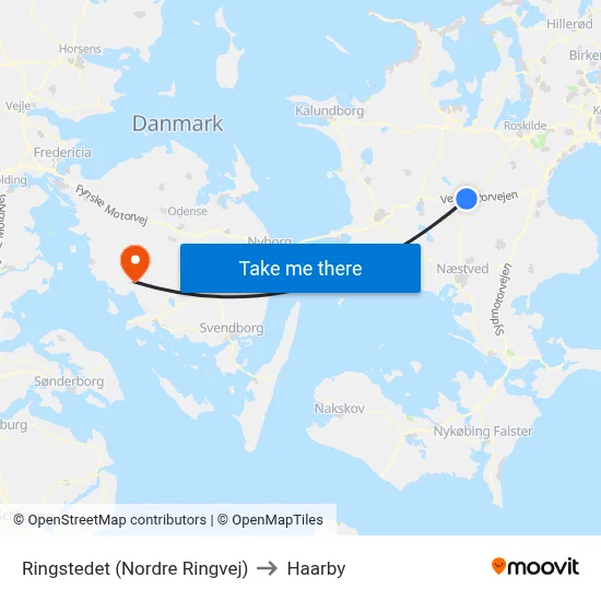 Ringstedet (Nordre Ringvej) to Haarby map