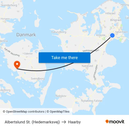 Albertslund St. (Hedemarksvej) to Haarby map